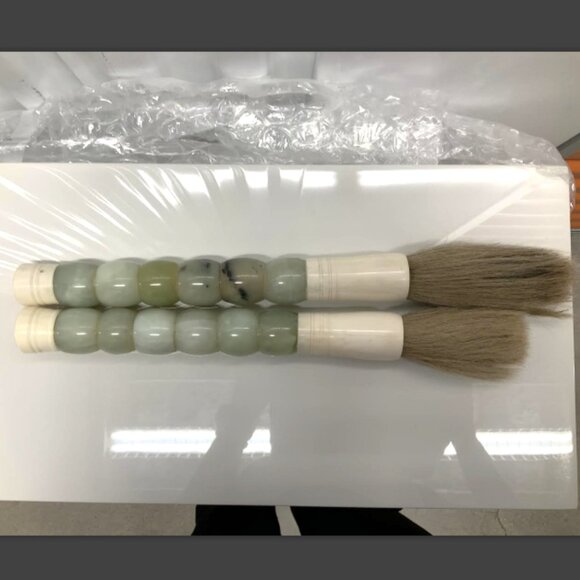 CHINESE CALLIGRAPHY BRUSH (SET OF 2)/ SIZE: 14" L X 2"D/ COLOR: JADE STONE - Picture 2 of 2